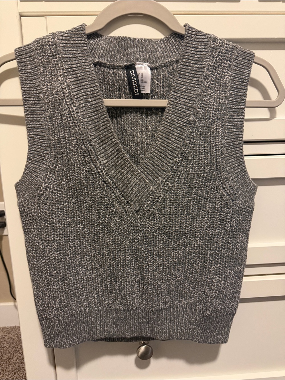 Divided Gray Knit V-Neck Sweater Vest